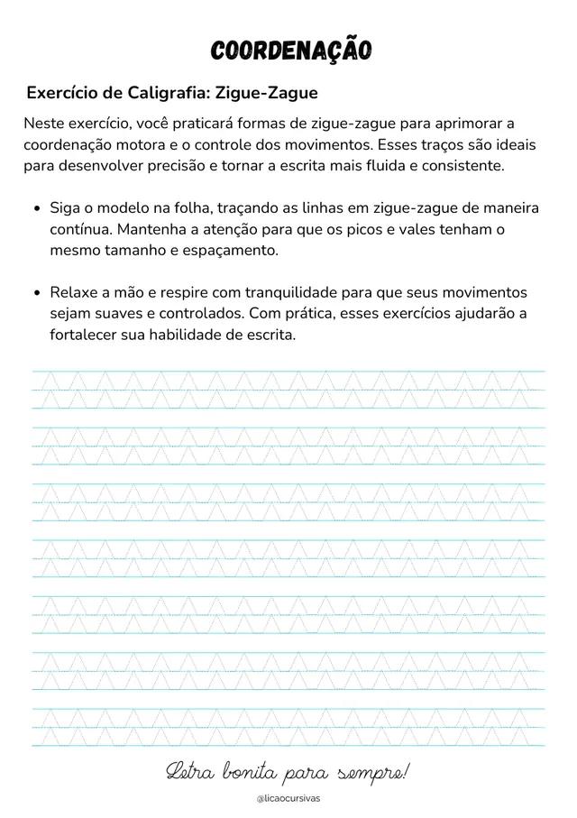 Atividade de Caligrafia do Kit