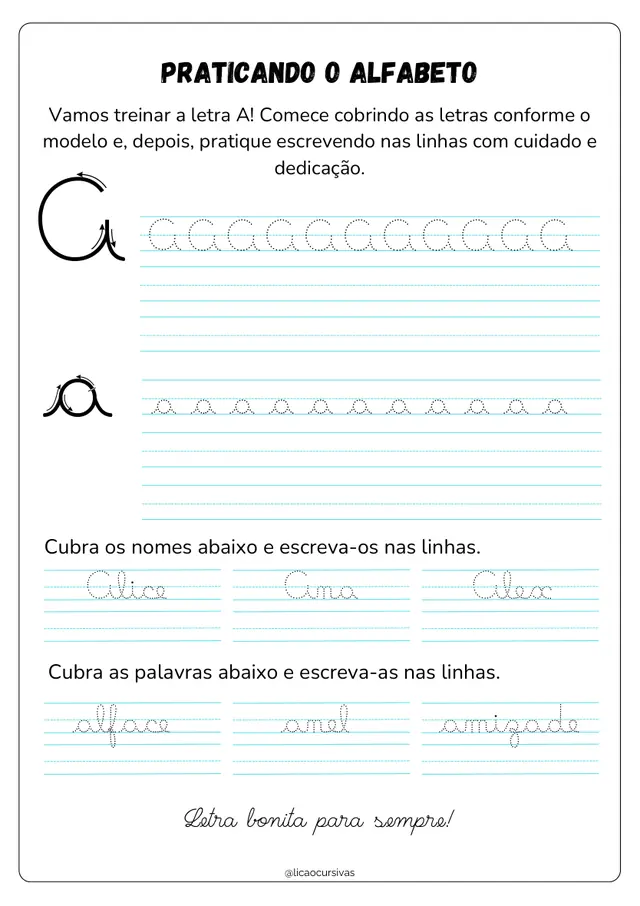 Atividade de Caligrafia do Kit