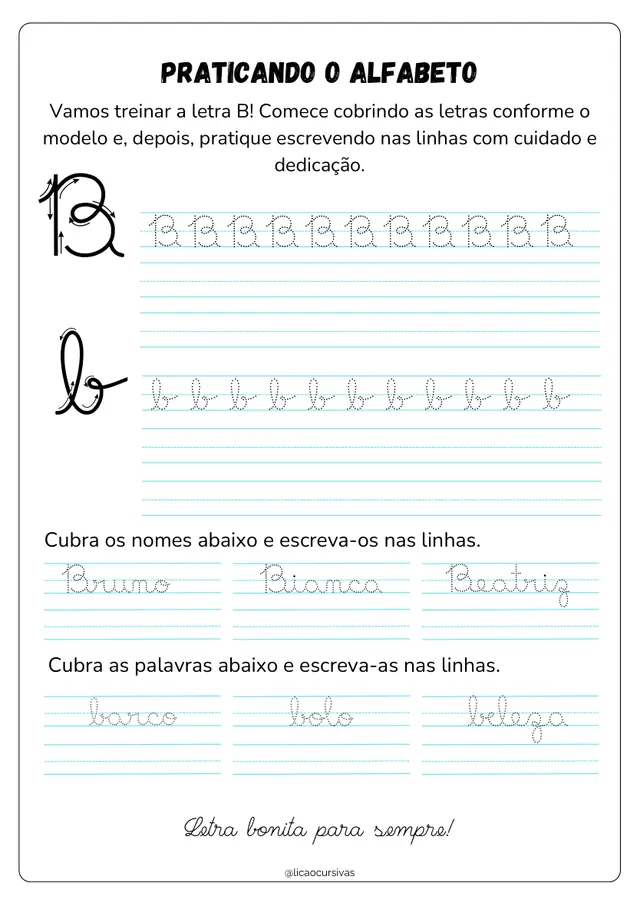 Atividade de Caligrafia do Kit