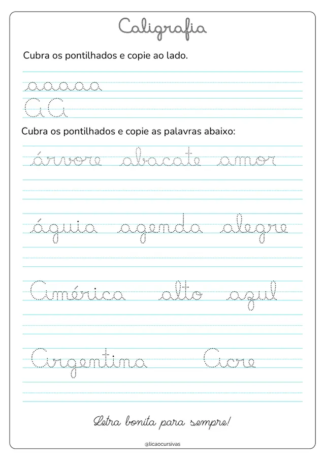 Atividade de Caligrafia do Kit