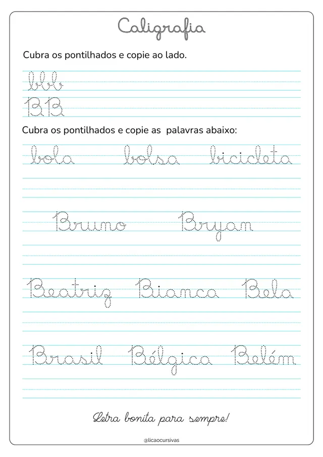 Atividade de Caligrafia do Kit