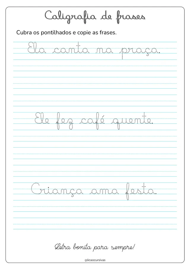 Atividade de Caligrafia do Kit
