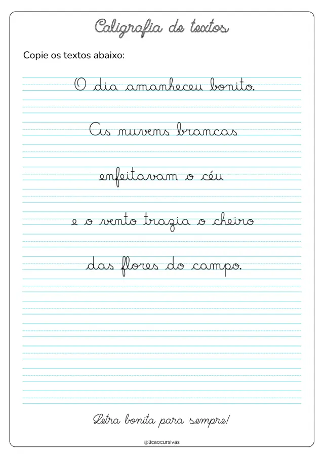 Atividade de Caligrafia do Kit