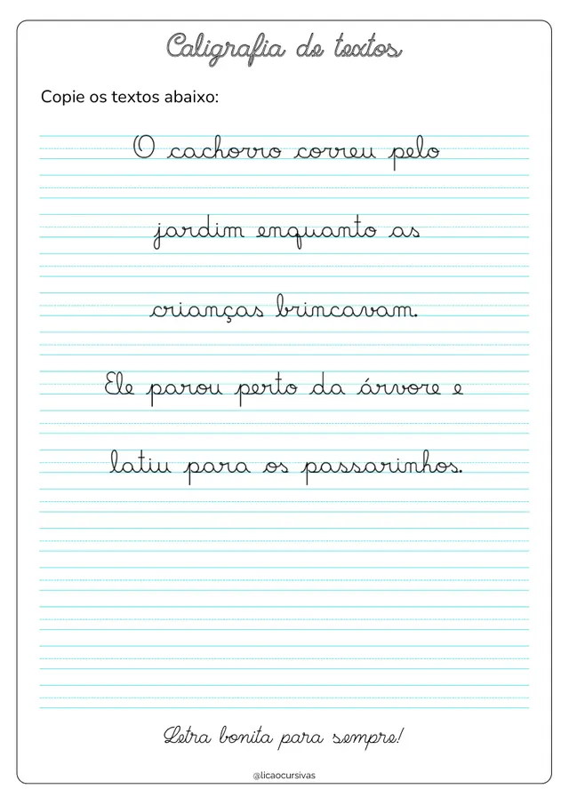 Atividade de Caligrafia do Kit