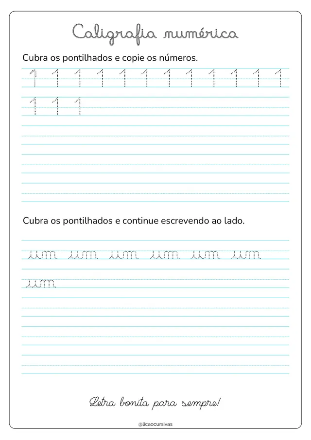 Atividade de Caligrafia do Kit