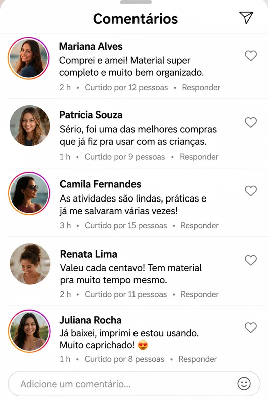 Mensagem de cliente sobre os materiais