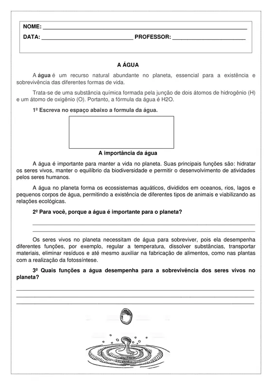 1º ano, Ciências: A água
