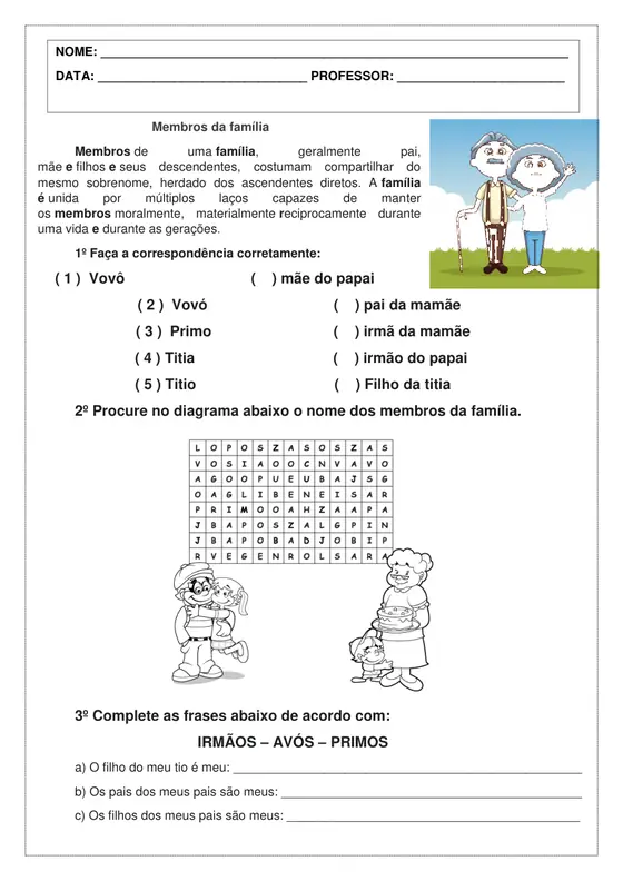 1º ano, História: A família