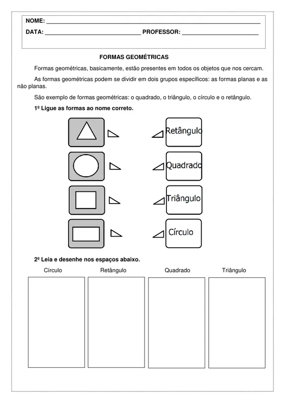 1º ano, Matemática: Formas geométricas