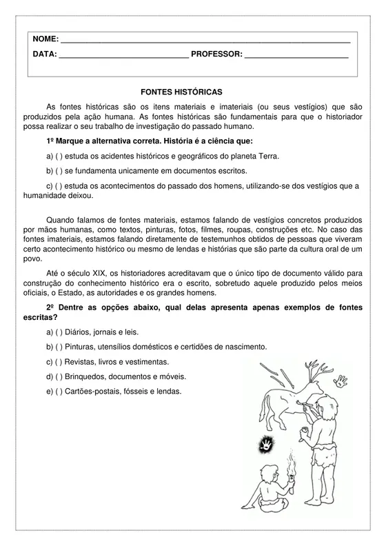 3º ano, História: Fontes históricas