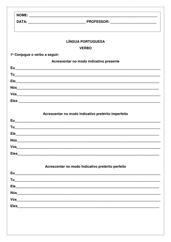 6º ano, Português: Verbo
