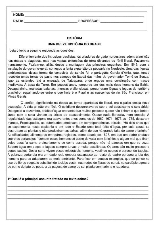 7º ano, História: Breve história do Brasil